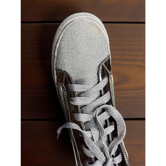 Lauren Lorraine Skippy Pewter Glitter High-Top Sneakers Women’s 7 | Glam Sparkle - Picture 2 of 7